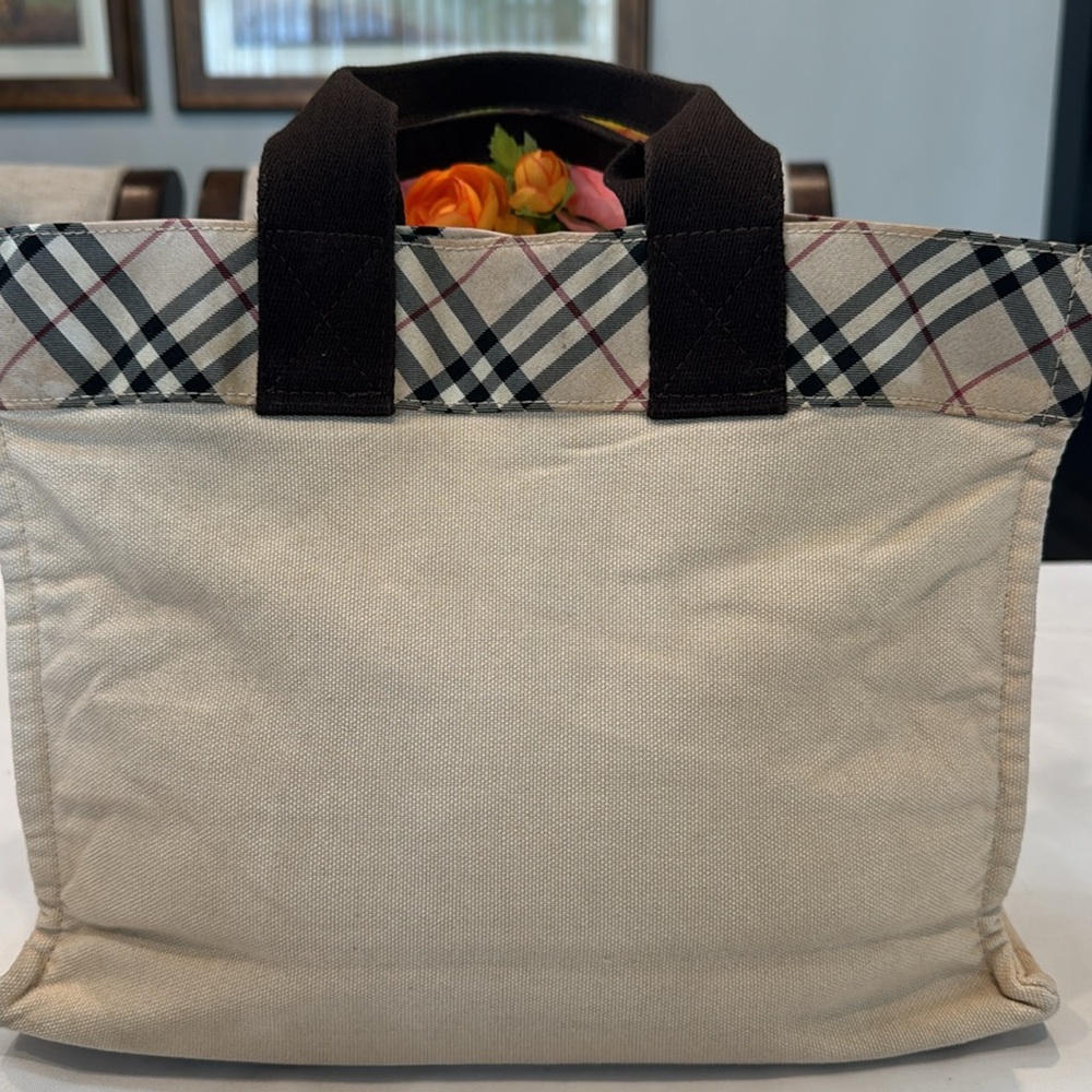 Authentic Burberry Blue Label Beige and Brown Checkered Tote Bag - Picture 3 of 14